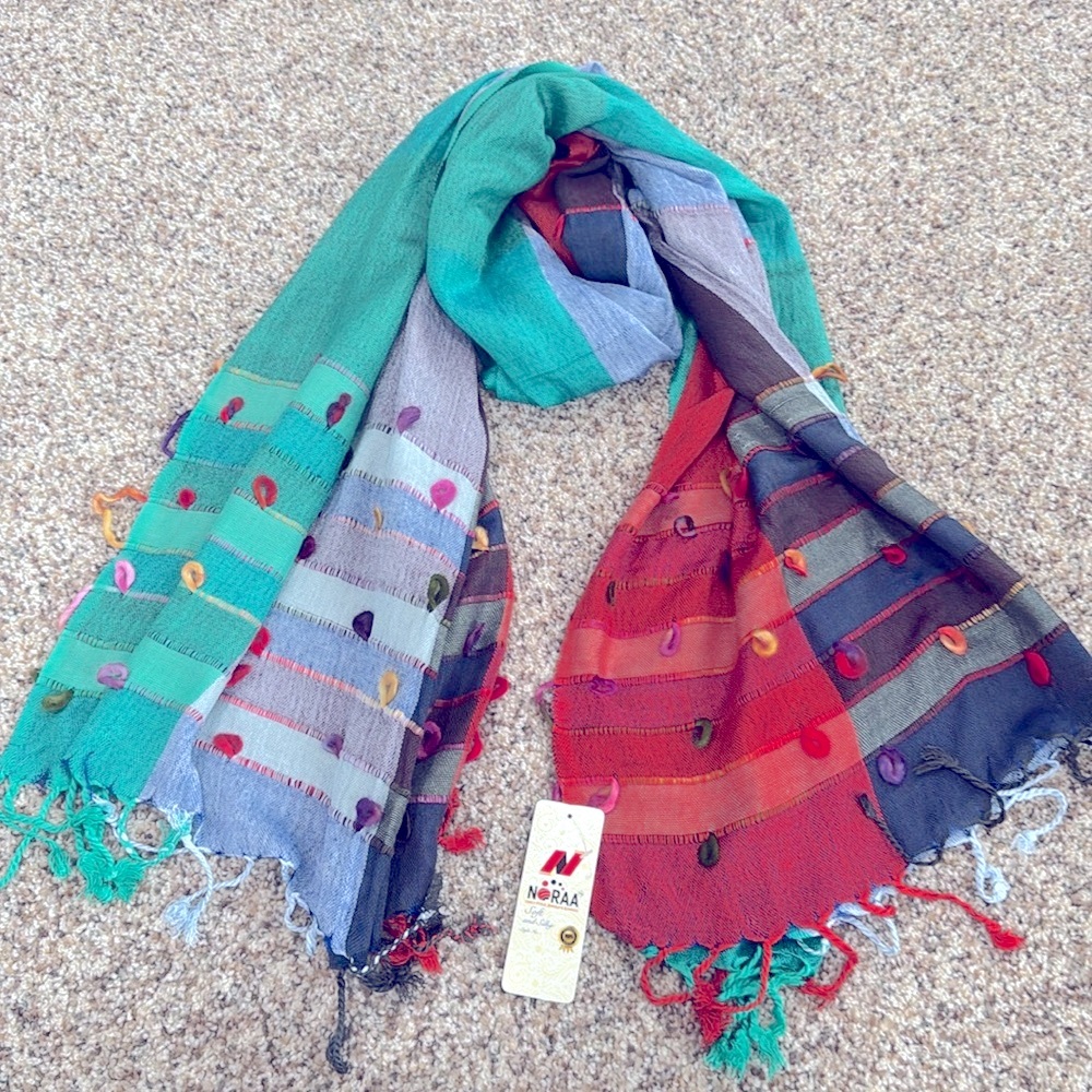 Colorful handwoven plaid scarf very soft